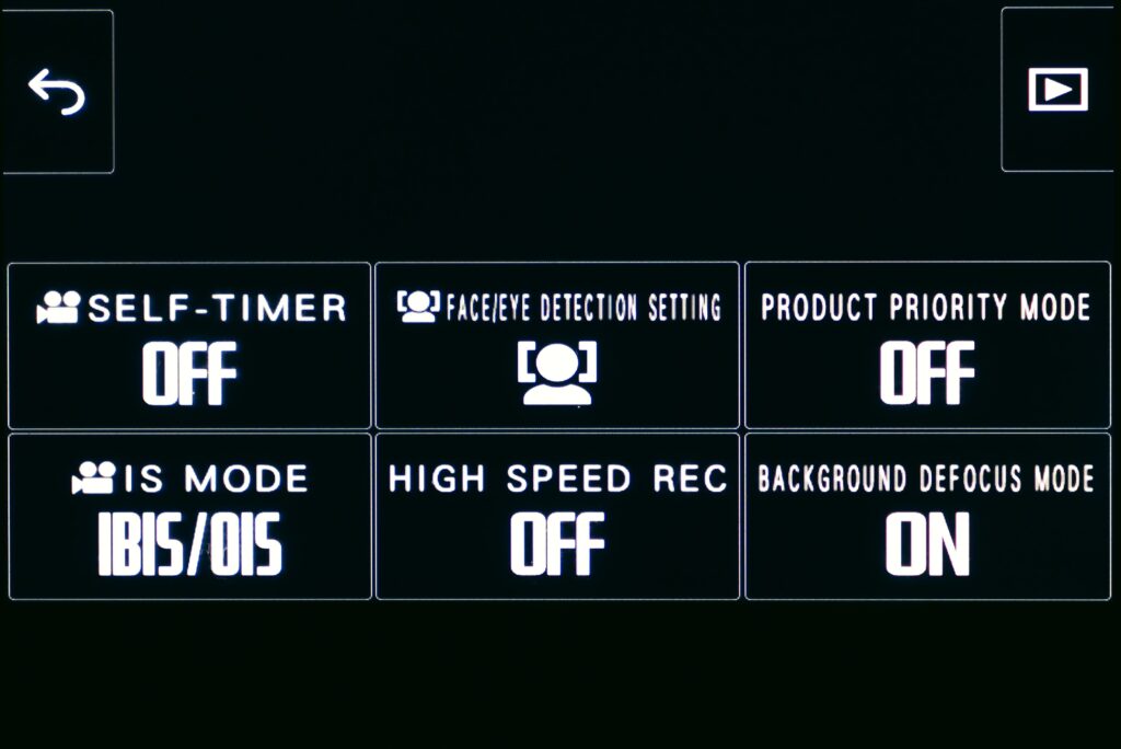 Fuji x-s20 vlog icon settings